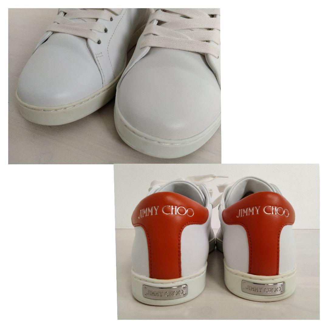 JIMMY CHOO スニーカー デカロゴ ロゴプレート レザー 36 ホワイト