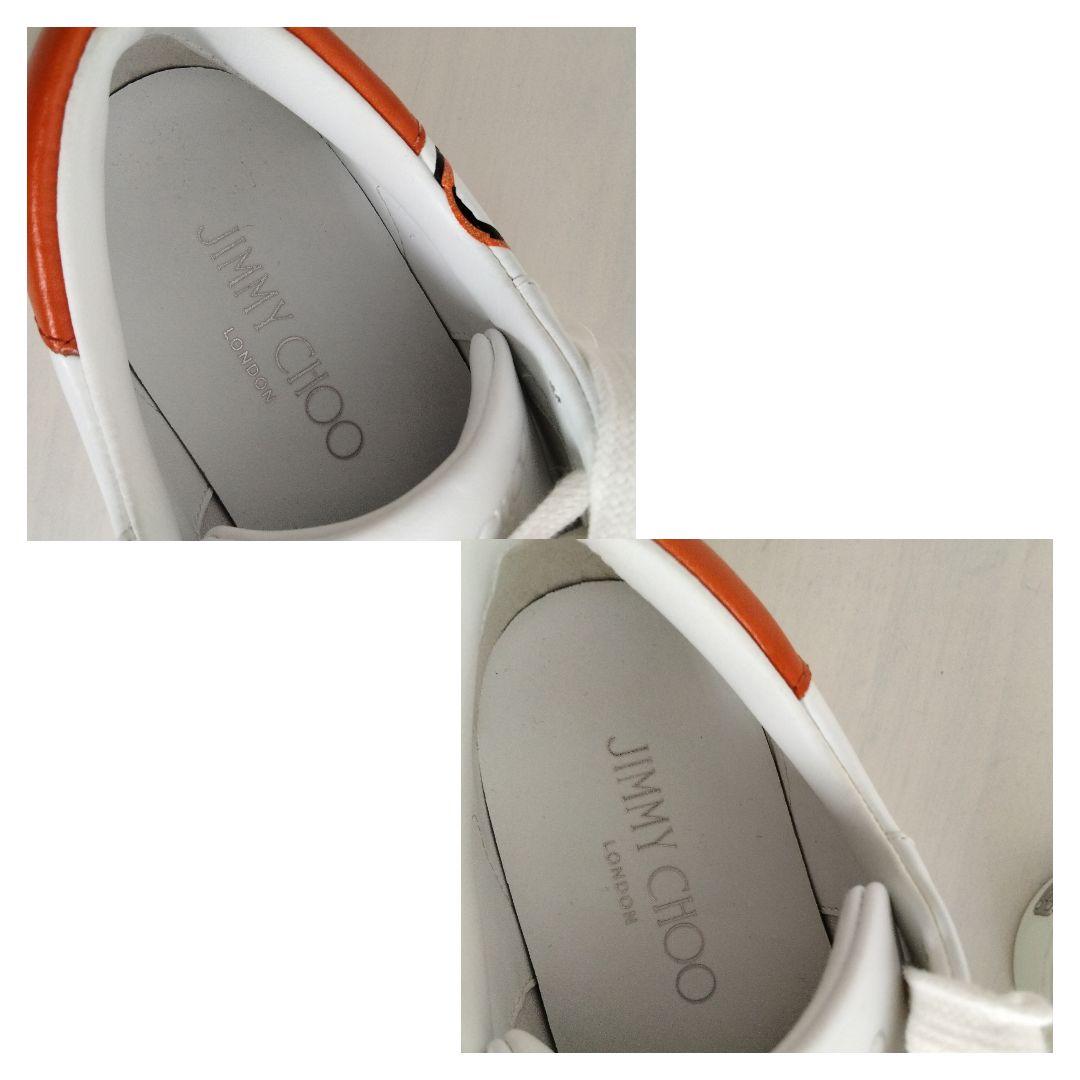 JIMMY CHOO スニーカー デカロゴ ロゴプレート レザー 36 ホワイト