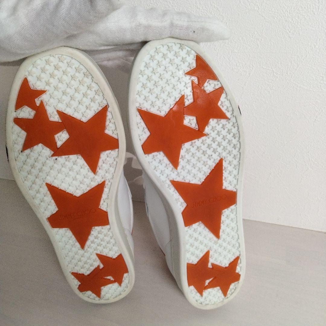 JIMMY CHOO スニーカー デカロゴ ロゴプレート レザー 36 ホワイト