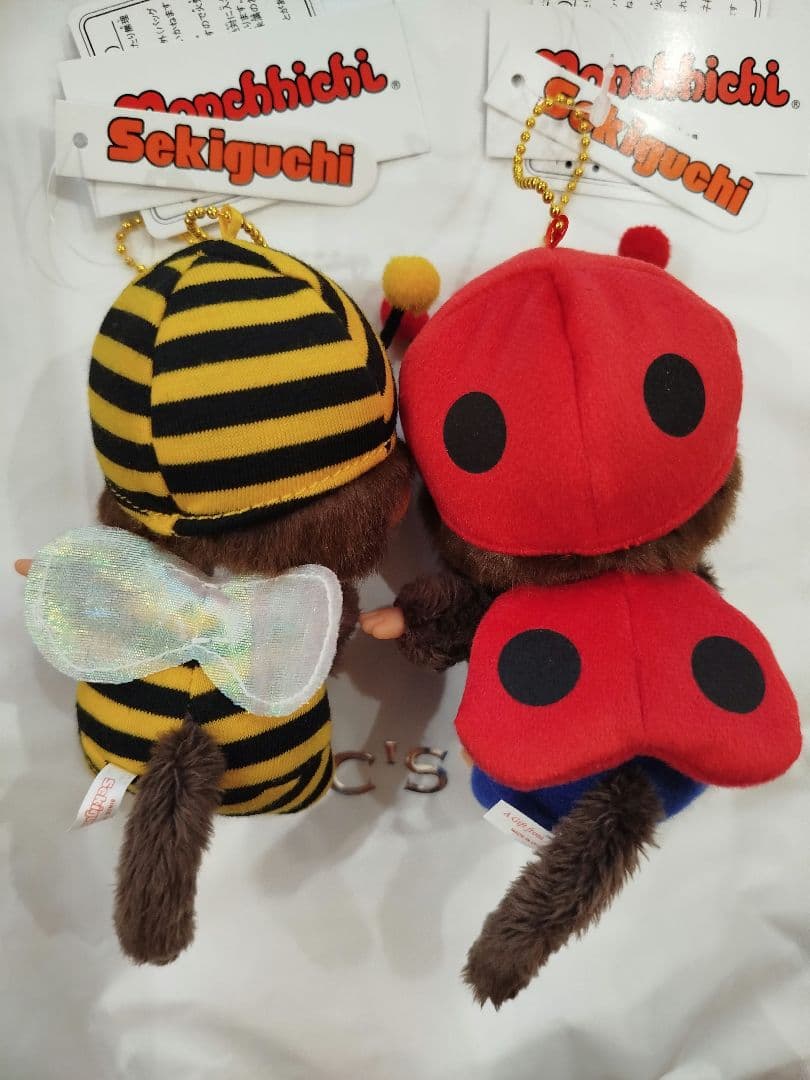 モンチッチ顔でかSSキーチェーン （みつばち＆てんとうむし）2体