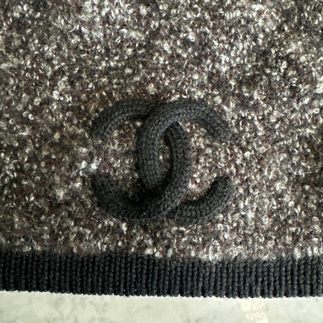 CHANEL カシミア ニット帽 ロゴ刺繍