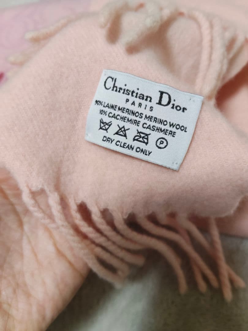 Christian Dior ピンク系 マフラー フリンジ付き