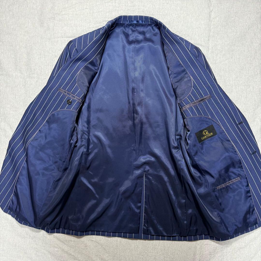 【好デザイン】GARNIER 3ピーススーツ L ネイビー ストライプ