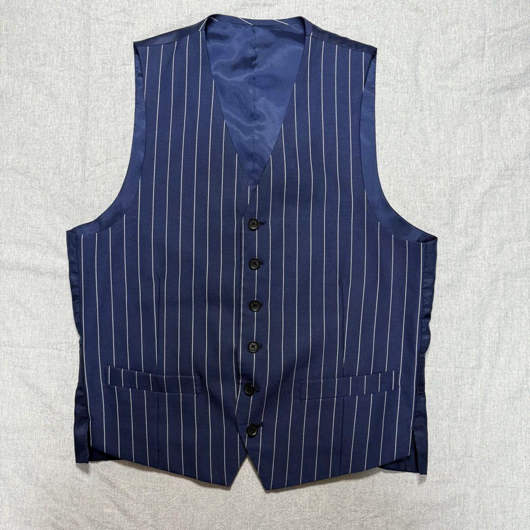 【好デザイン】GARNIER 3ピーススーツ L ネイビー ストライプ