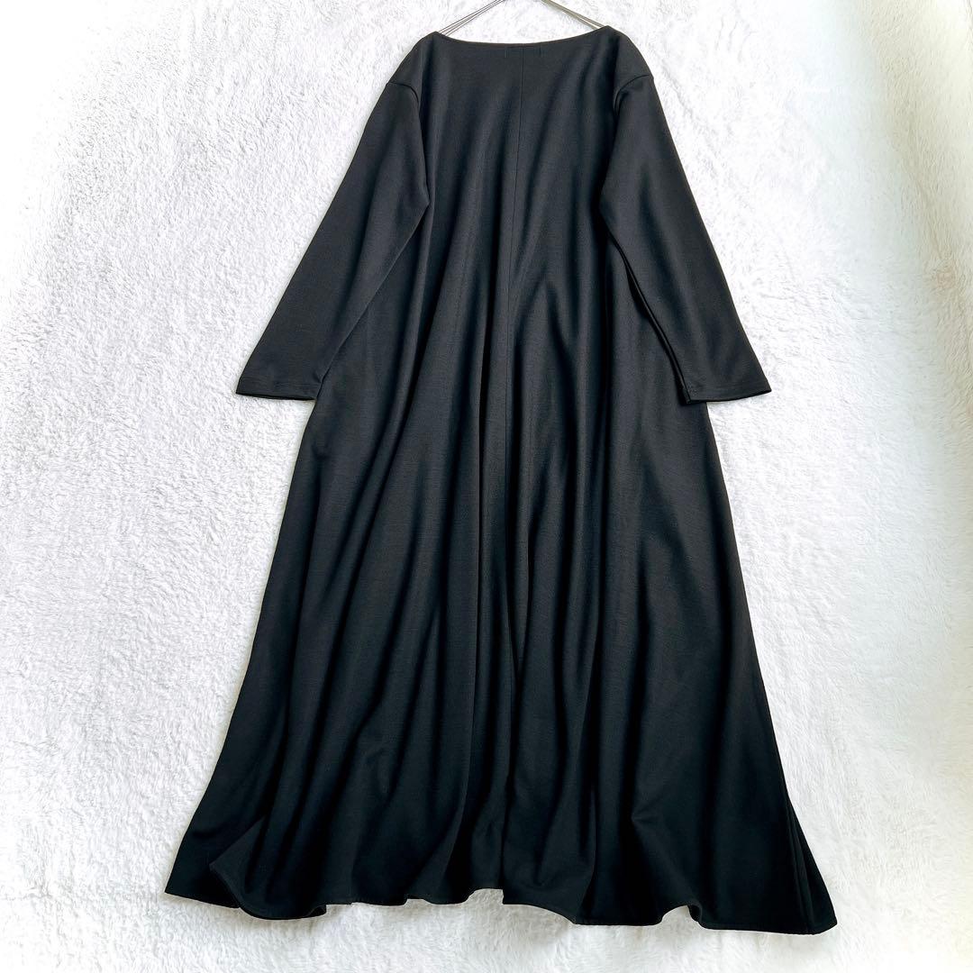 【kagure かぐれ】ウールカットパイピングワンピース(F)ウール100% 黒