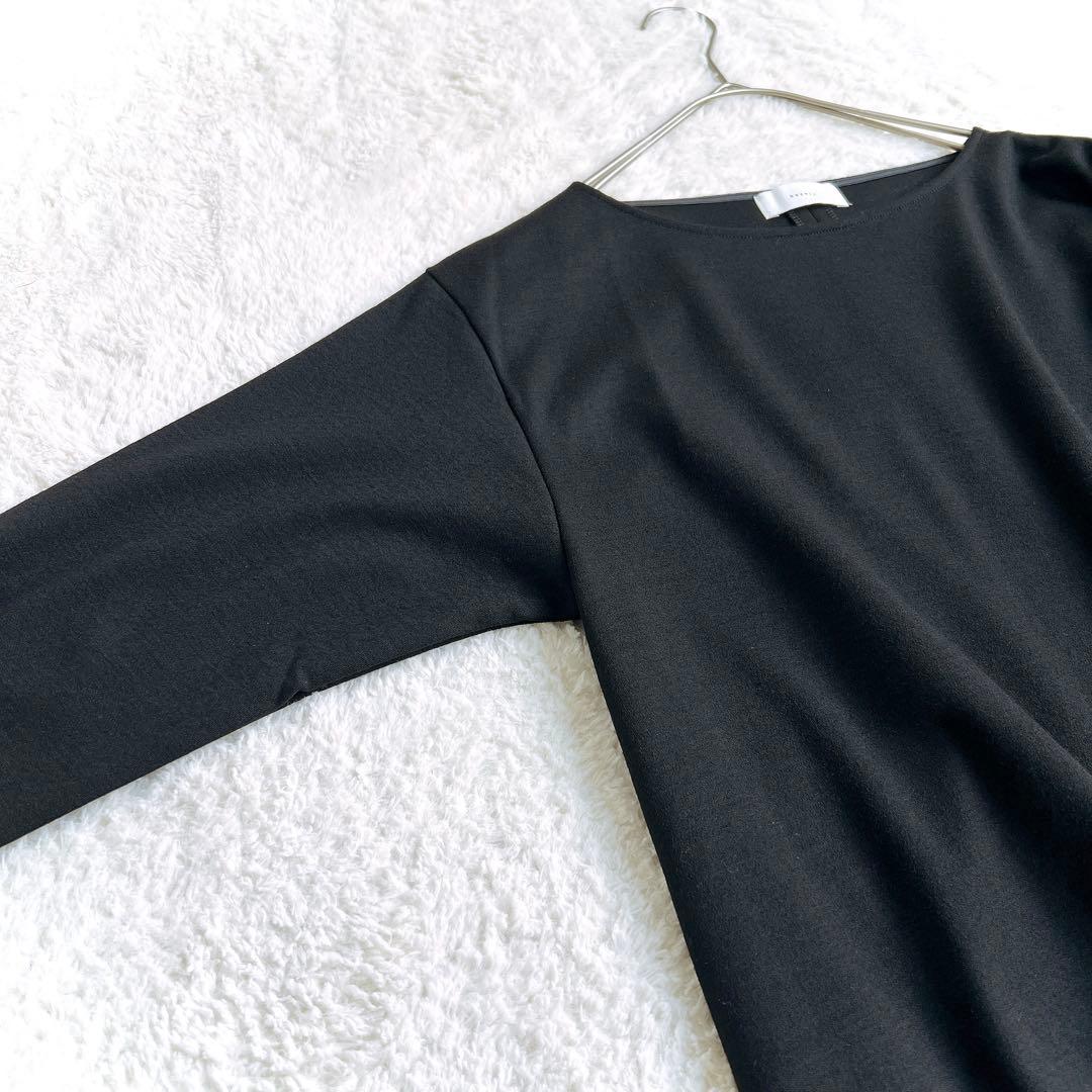 【kagure かぐれ】ウールカットパイピングワンピース(F)ウール100% 黒