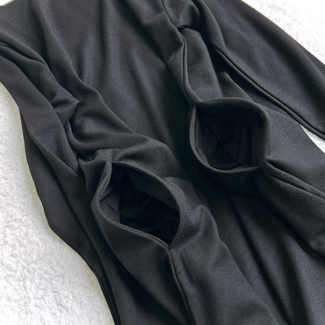 【kagure かぐれ】ウールカットパイピングワンピース(F)ウール100% 黒