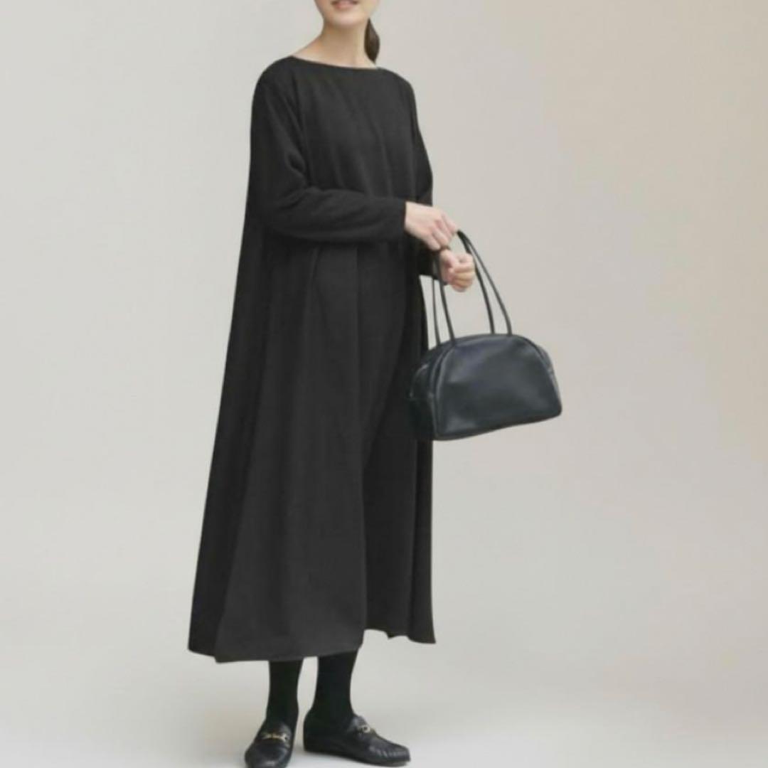 【kagure かぐれ】ウールカットパイピングワンピース(F)ウール100% 黒