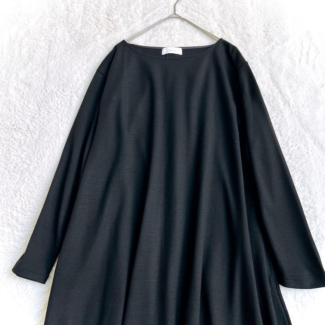 【kagure かぐれ】ウールカットパイピングワンピース(F)ウール100% 黒