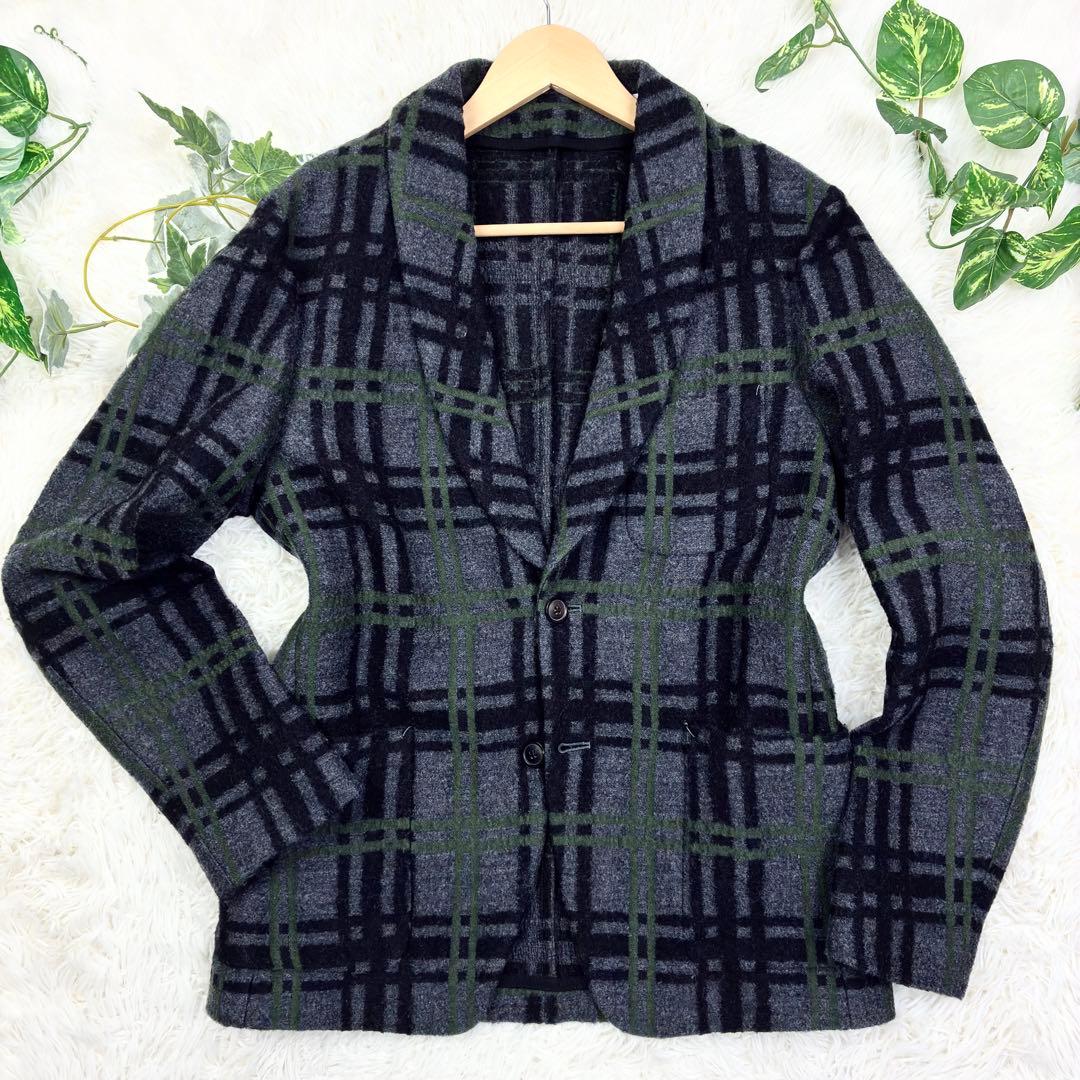 美品　トゥモローランド　タータンチェック　ウールフランネル　ニットテーラード　M