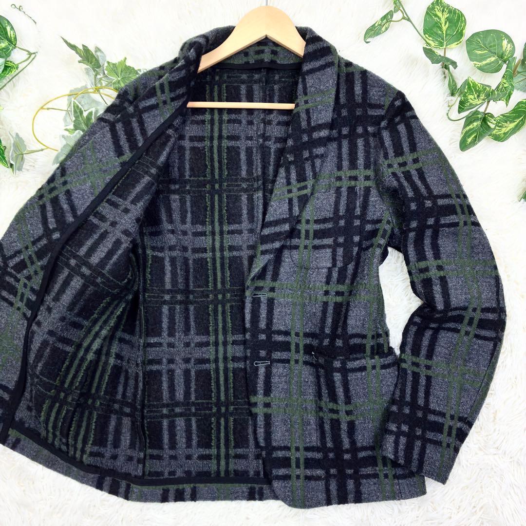 美品　トゥモローランド　タータンチェック　ウールフランネル　ニットテーラード　M