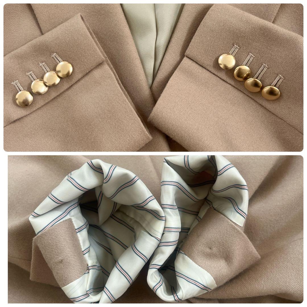 フレームワーク　ダブルブレストジャケット カシミヤ混 金ボタン ベージュ