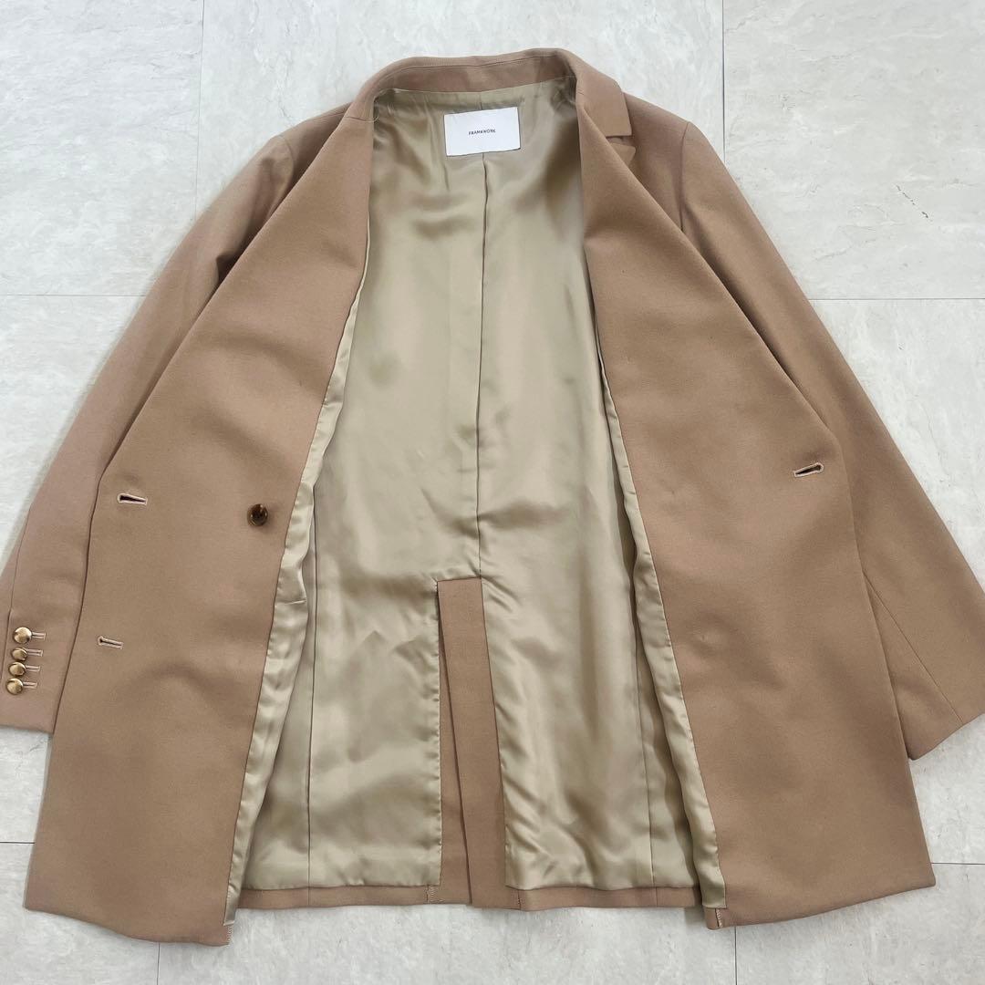 フレームワーク　ダブルブレストジャケット カシミヤ混 金ボタン ベージュ
