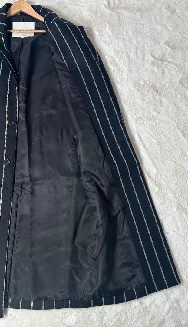 極美品　マッキントッシュ　チェスターコート ストライプ　40　L　ウール100%
