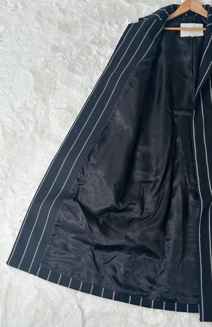 極美品　マッキントッシュ　チェスターコート ストライプ　40　L　ウール100%