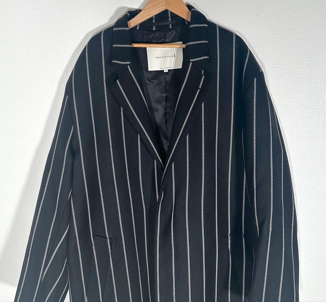極美品　マッキントッシュ　チェスターコート ストライプ　40　L　ウール100%