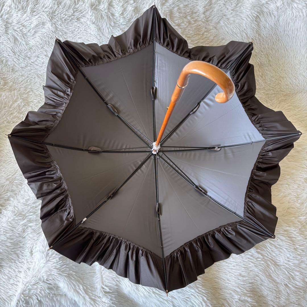 ★未使用　グレイシー　ムーンバット　日傘　フリル　ブラウン　晴雨兼用　バイカラー