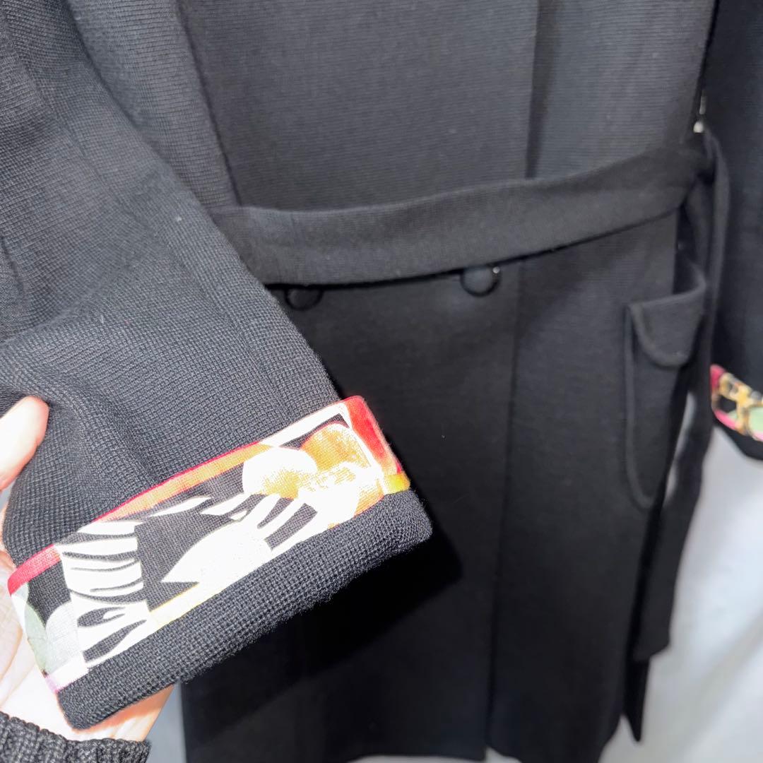 LEONARD レオナール　ニットコート 花柄　トリム　13　大きいサイズ 黒