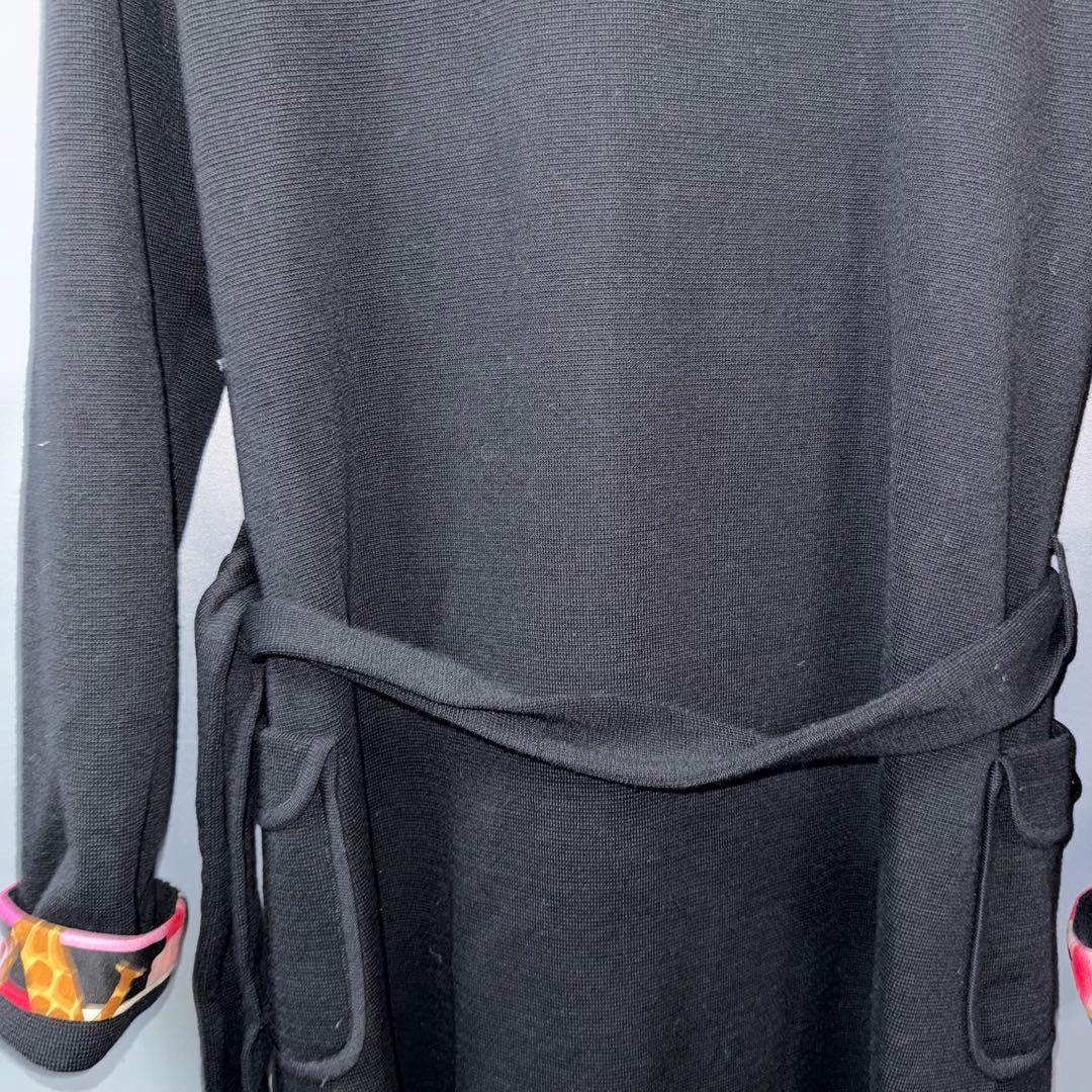 LEONARD レオナール　ニットコート 花柄　トリム　13　大きいサイズ 黒