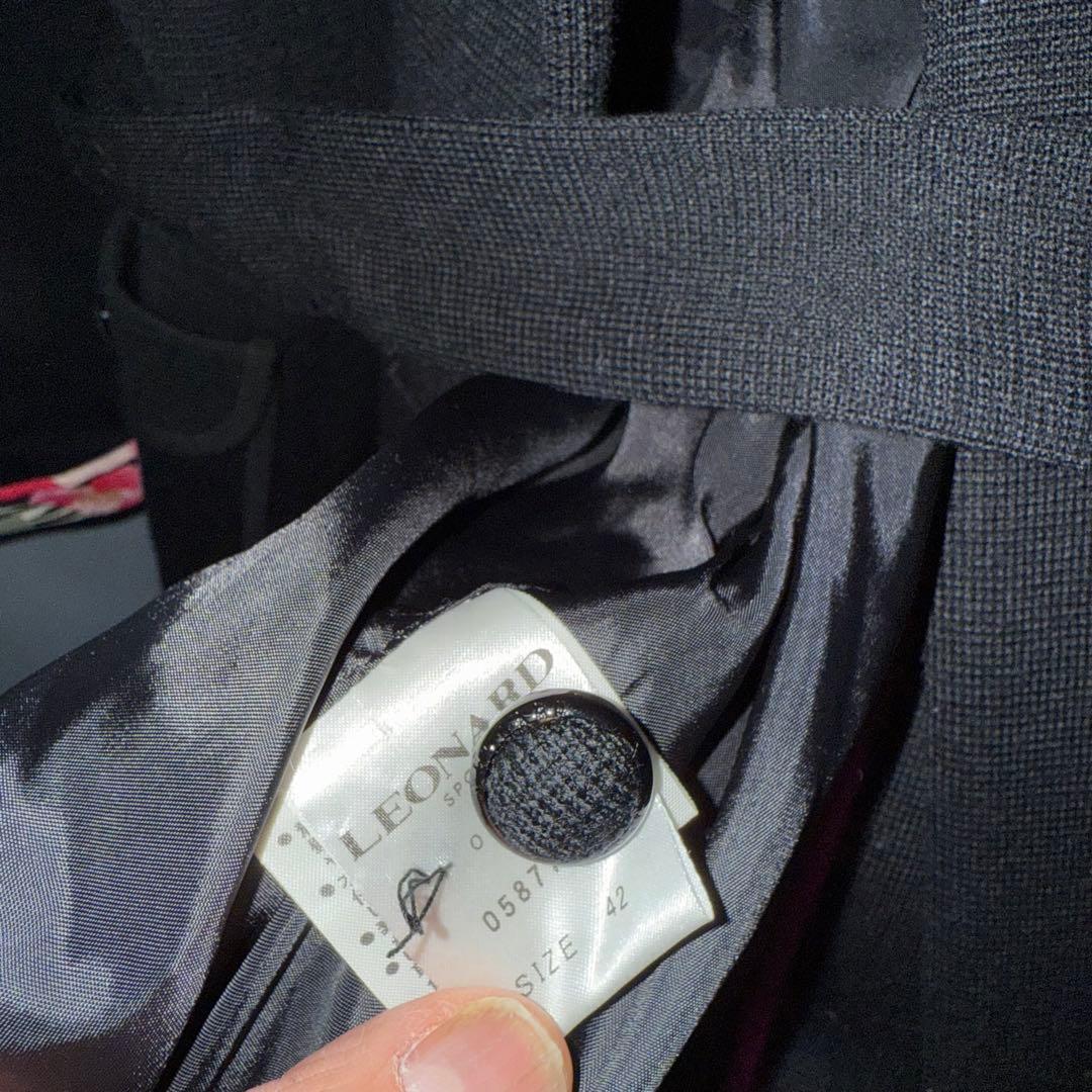 LEONARD レオナール　ニットコート 花柄　トリム　13　大きいサイズ 黒