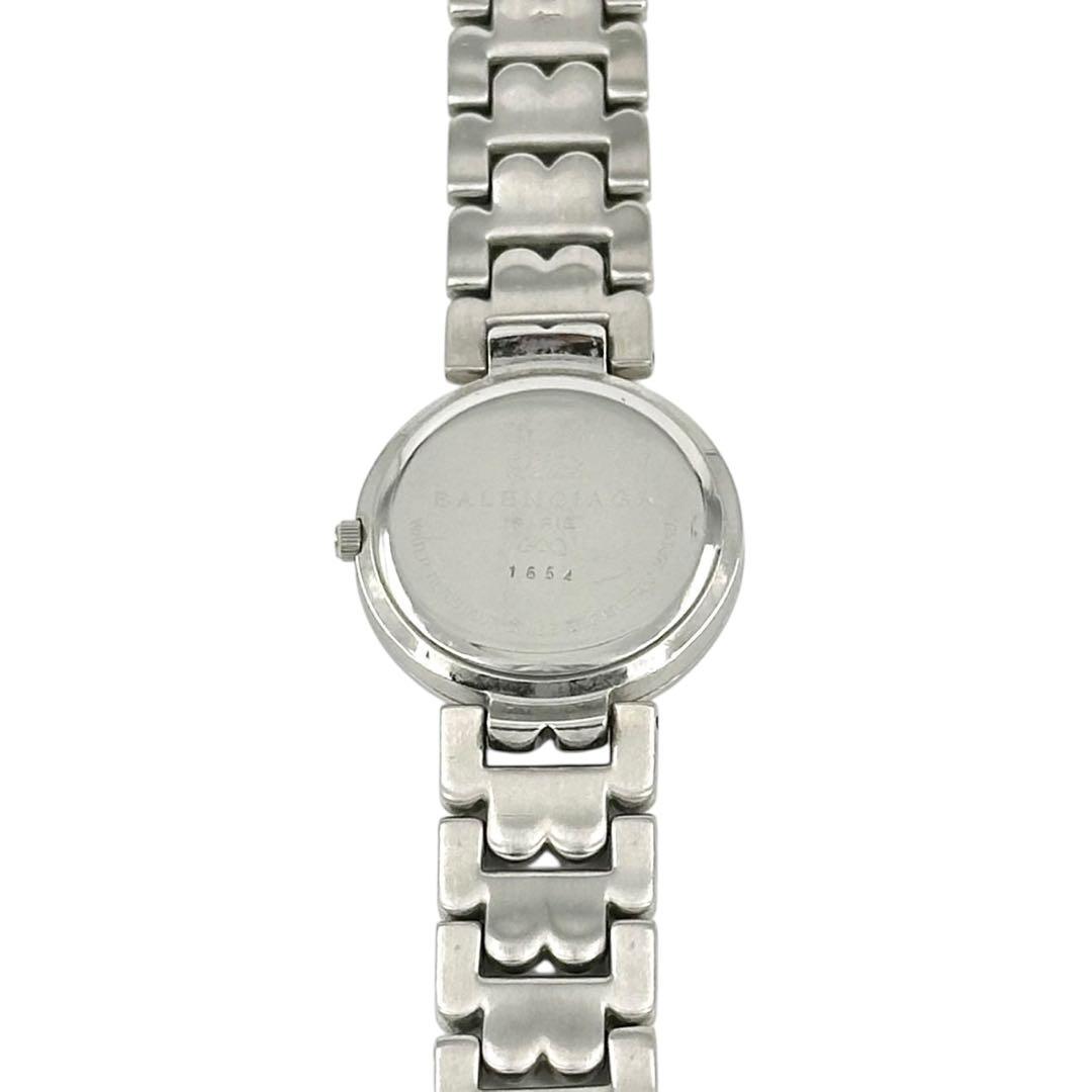 バレンシアガ　腕時計　クオーツ　シルバー　8Pダイヤ　黒文字盤　レディース
