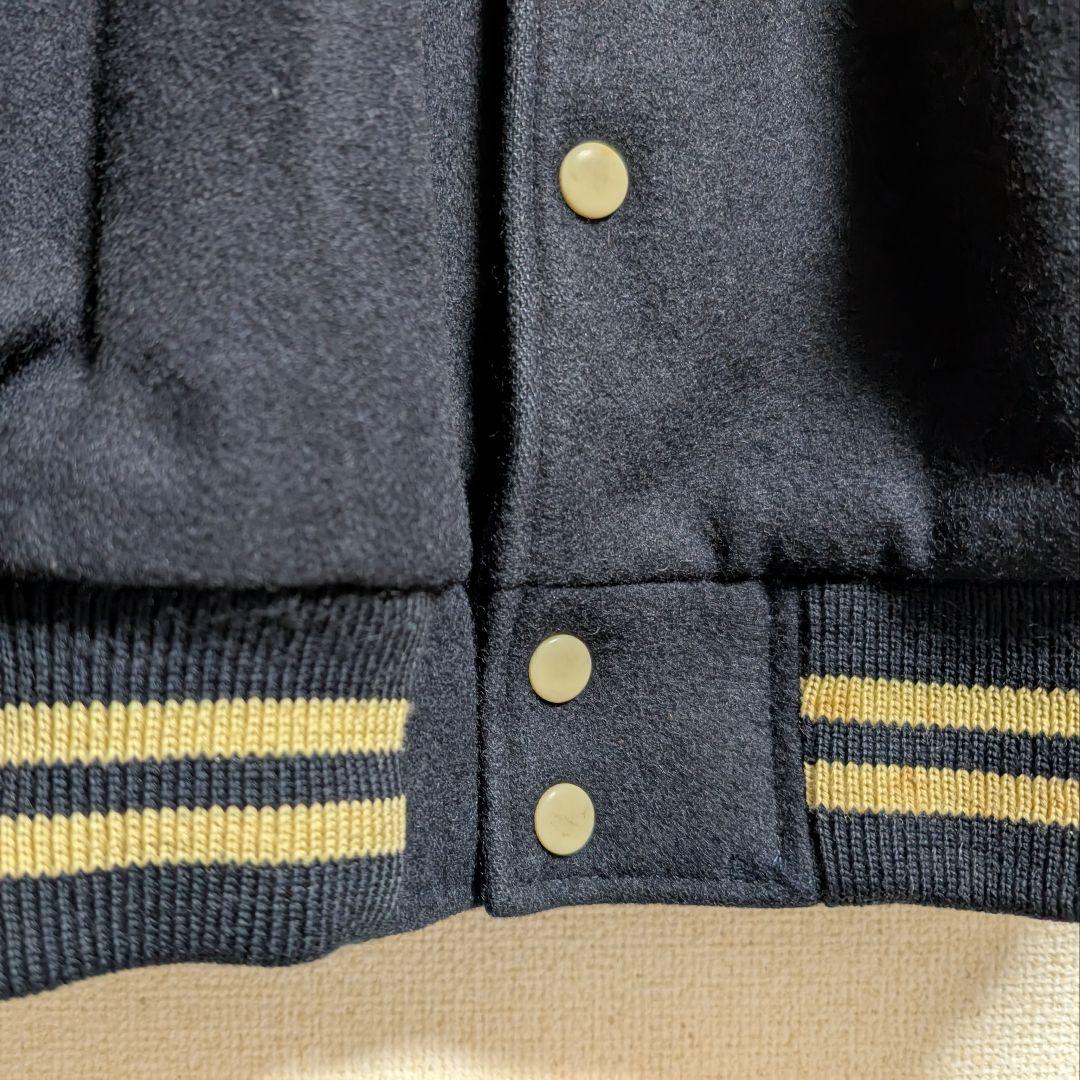 VAN JAC スタジャン ウール 袖レザー 本革 裏地キルティング