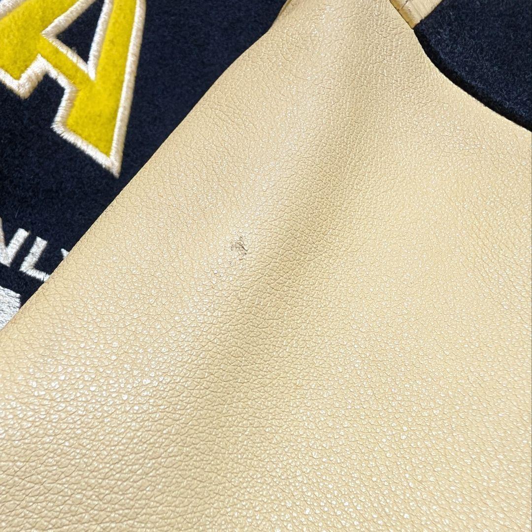 VAN JAC スタジャン ウール 袖レザー 本革 裏地キルティング