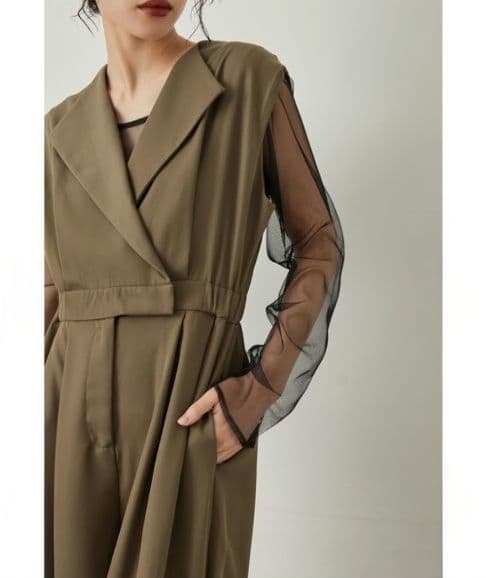 美品 niana ニアナ スタンドアウトカラーオールインパンツL 大きいゆったり