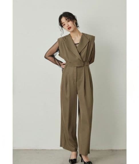 美品 niana ニアナ スタンドアウトカラーオールインパンツL 大きいゆったり