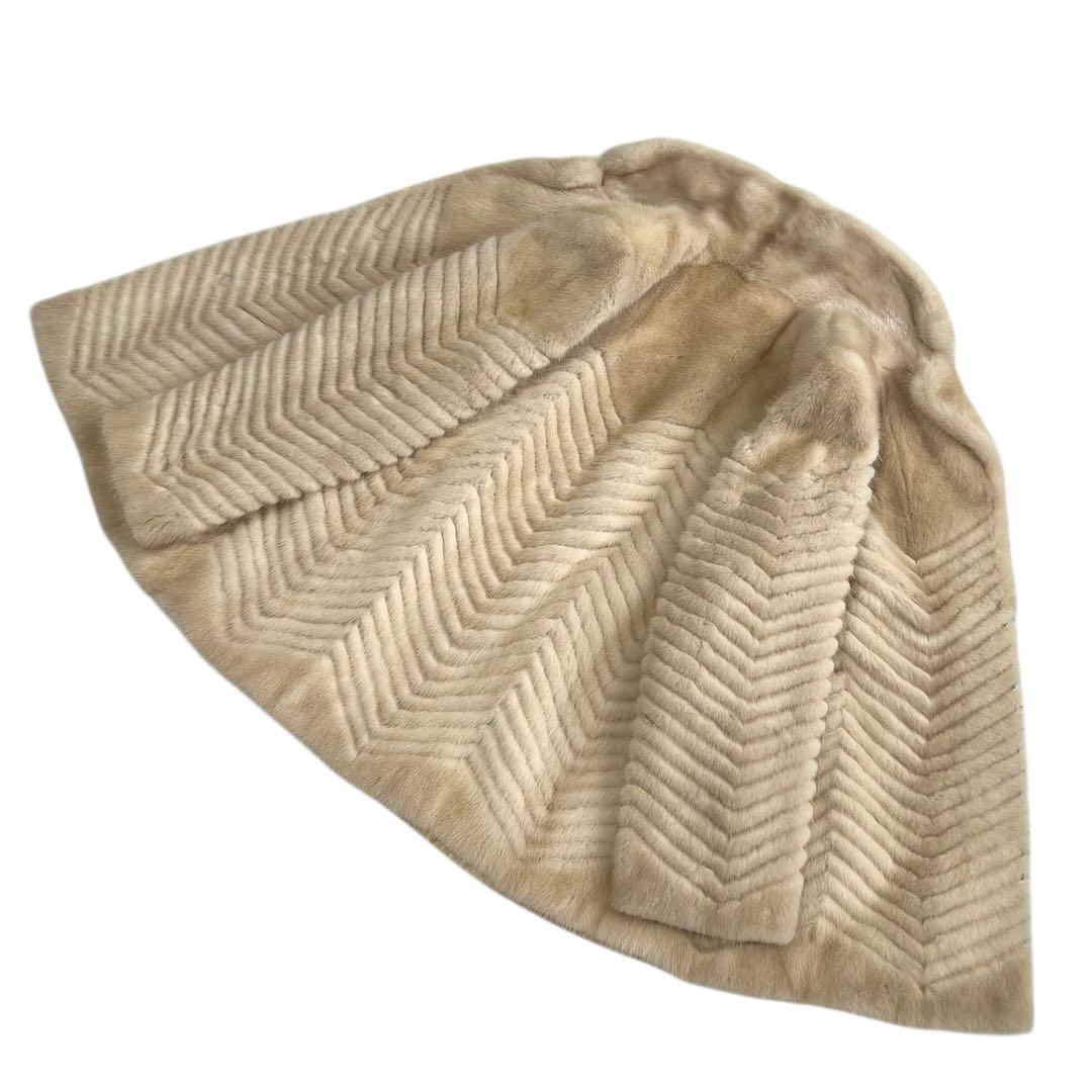 パステルミンク 毛皮コート シェブロン ヘリンボーン リアルファー 13号