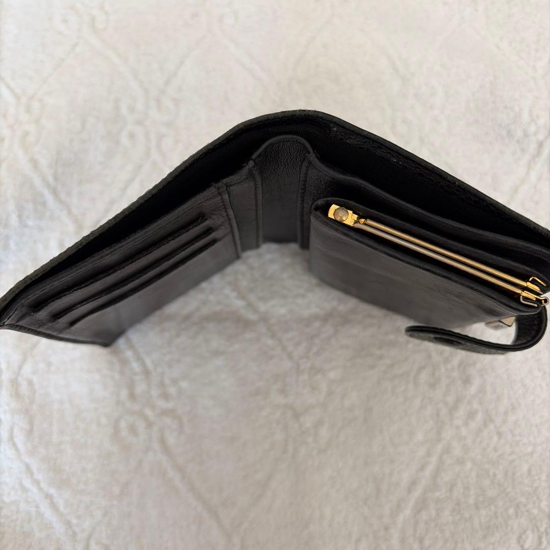 CHANEL キャビアスキンブラックレザー 二つ折り財布