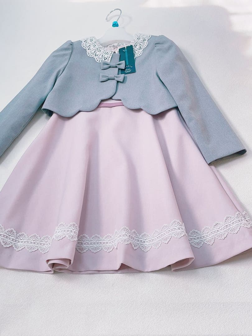 みみ 新品フォーマルドレス グレーとピンク120✨