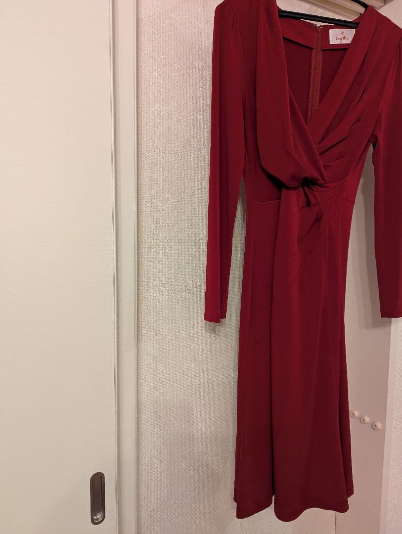 【値下げ】kay me膝丈 赤ワンピース 11号 日本製