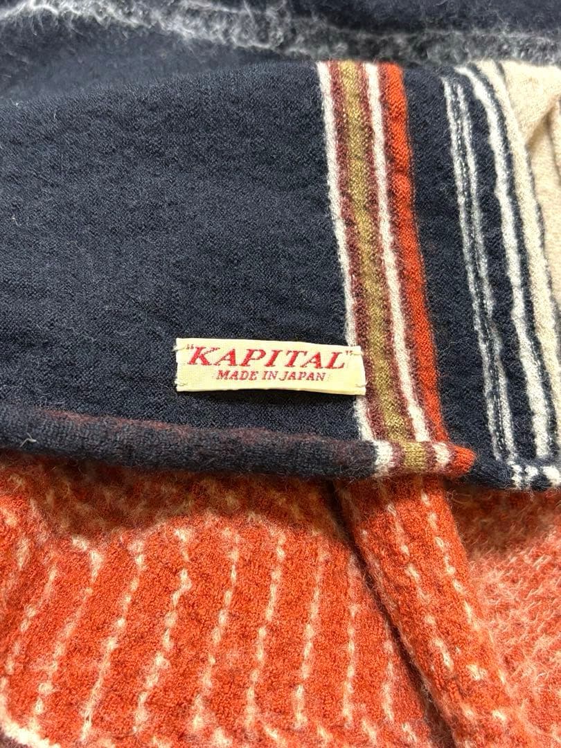【レア】KAPITAL 刺し子 縮絨ウールマフラー