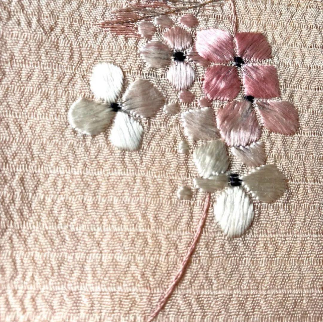 アンティーク夏の半衿 日本刺繍 紫陽花に舞う黒アゲハが素敵な絽縮緬の半衿