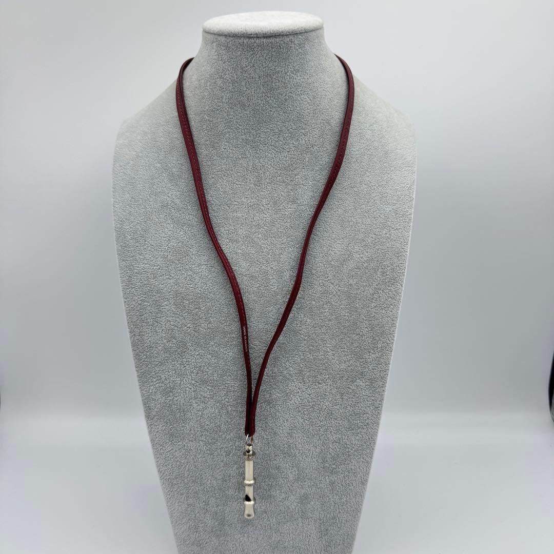 【人気】HERMES シフレ ドッグホイッスル 犬笛 ペンダント　ワイン