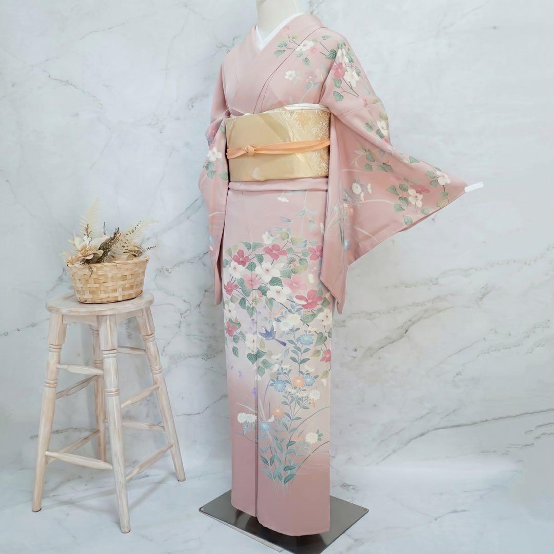 訪問着3点セットa492 訪問着　帯締め帯揚げ3点結婚式　落款