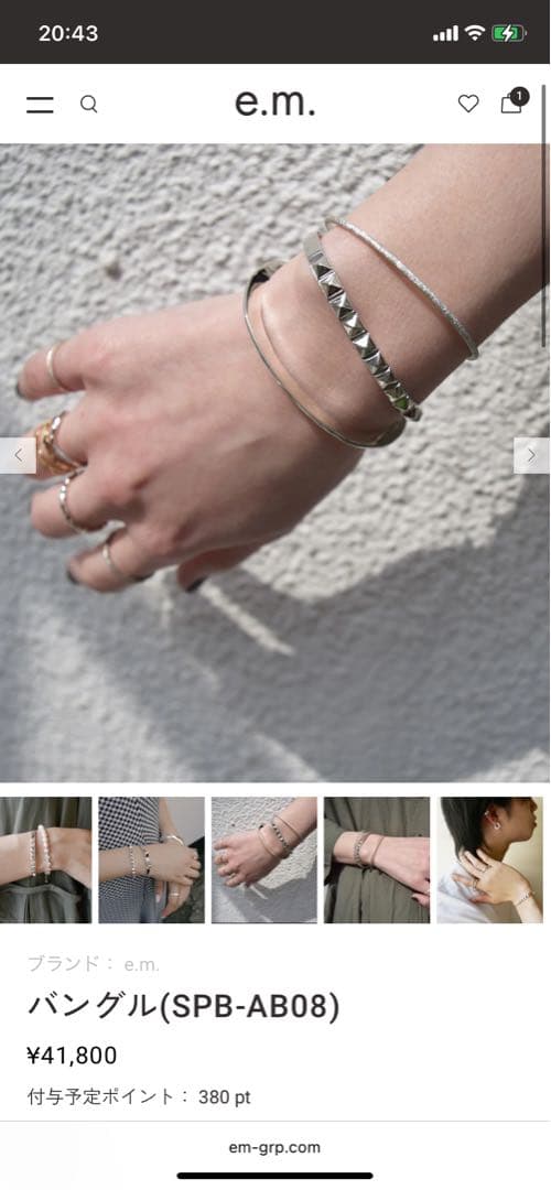 e.m. シルバースタッズバングル SPB-AB08