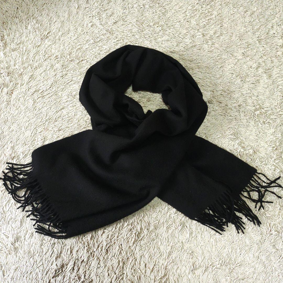 【大判・カシミヤ】ジョンストンズオブエルガン　マフラー　ブラック　ストール