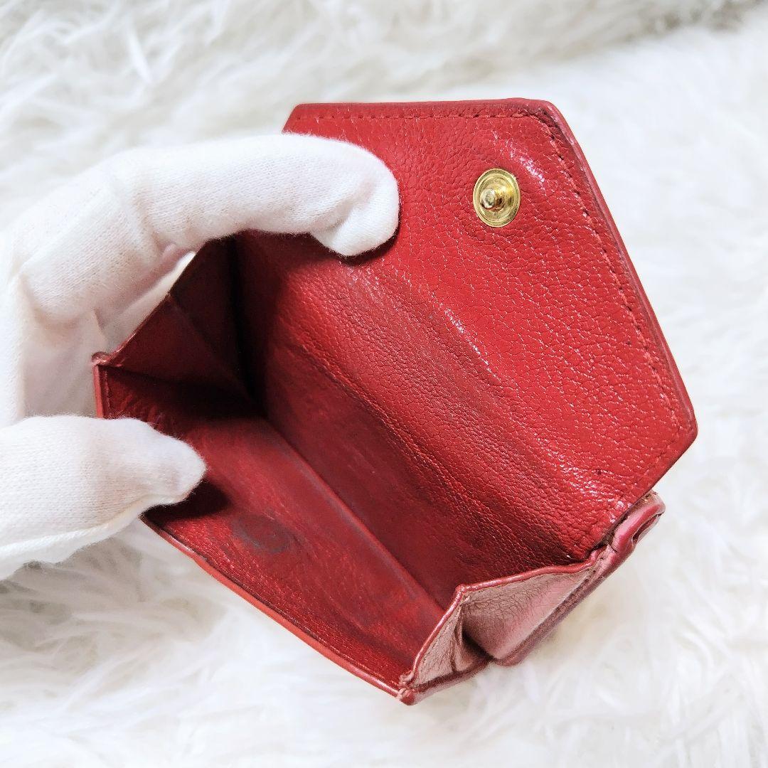 美品✨ミュウミュウ◇ラブレター三つ折り財布　マドラスレザーゴールド金具ピンク