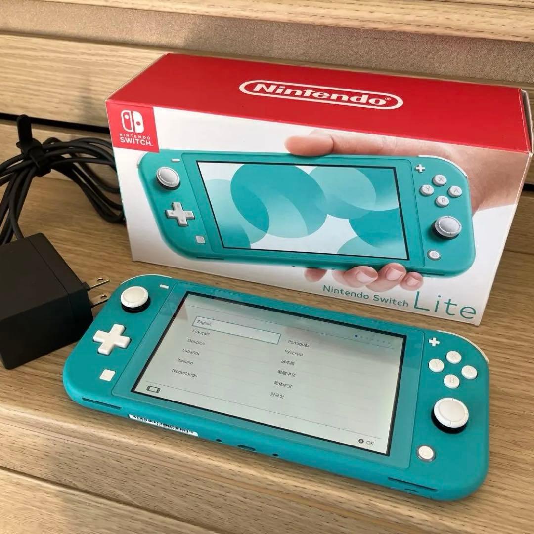 美品 Nintendo Switch Lite ターコイズ 本体 充電器 箱付き