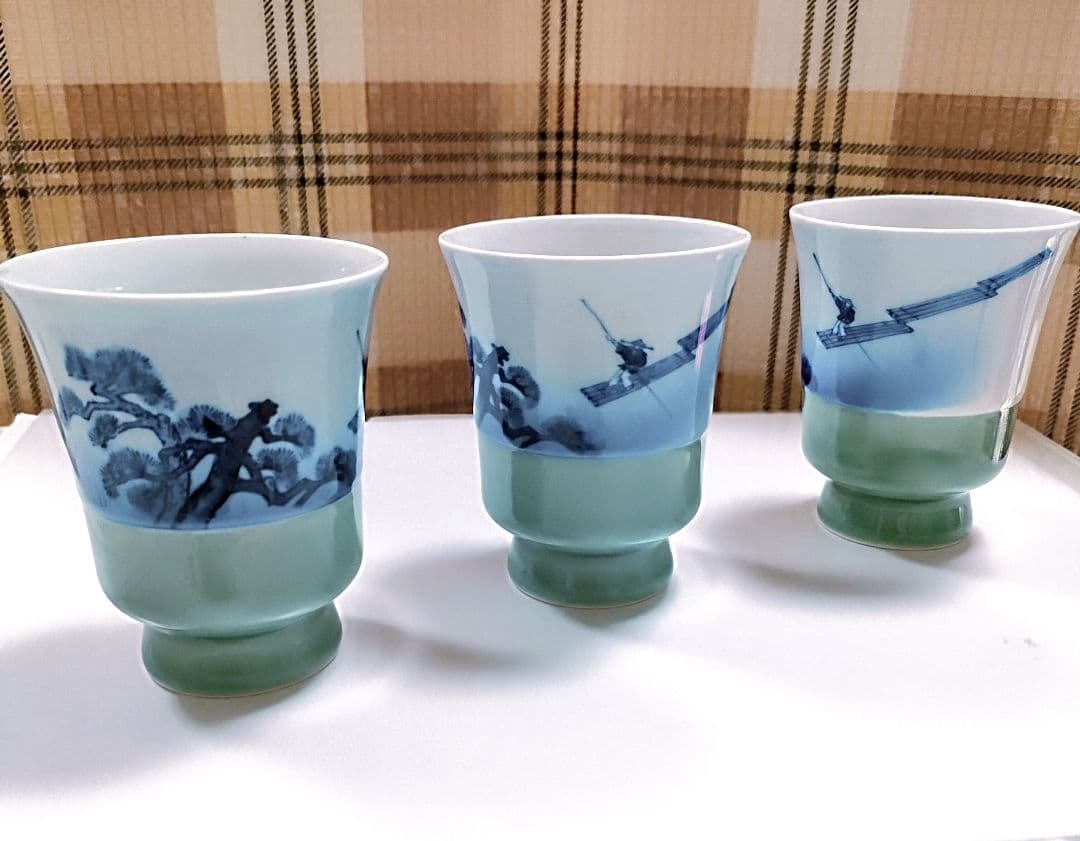 ●5463#0109　オールド深川/フリーカップ(松の木とイカダと船頭)0803