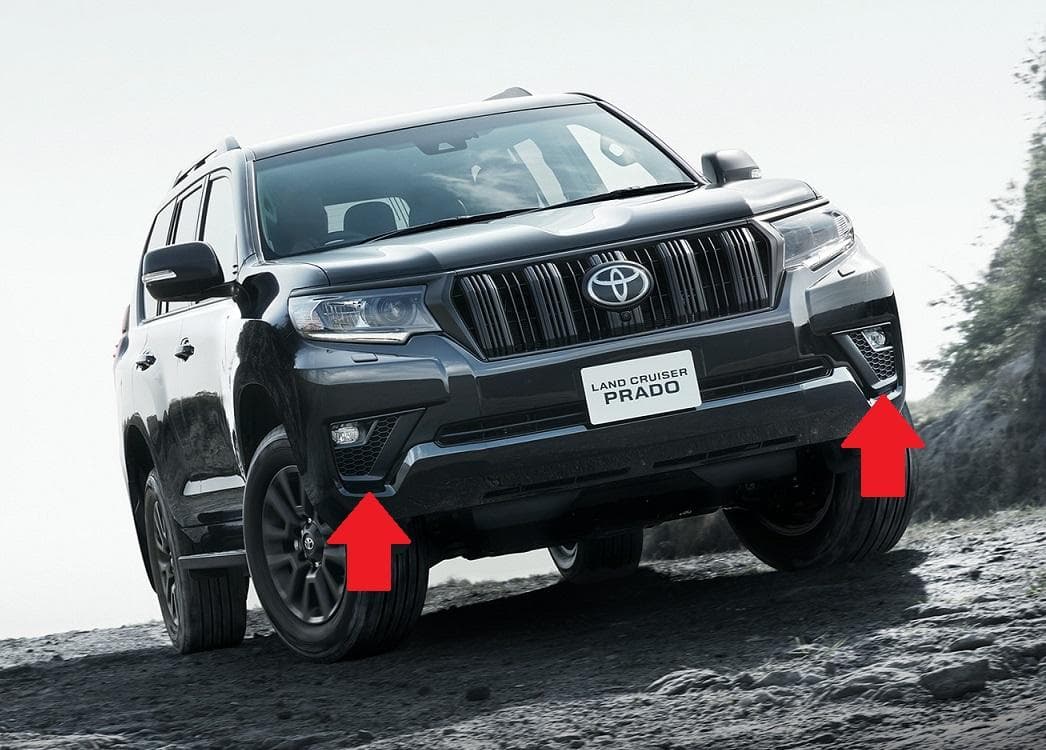 150系ランクルプラド　純正フォグランプガーニッシュ　マットブラック　カバー