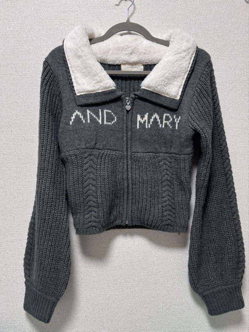 Mary logo zip tops ANDMARY アンドマリー　gray