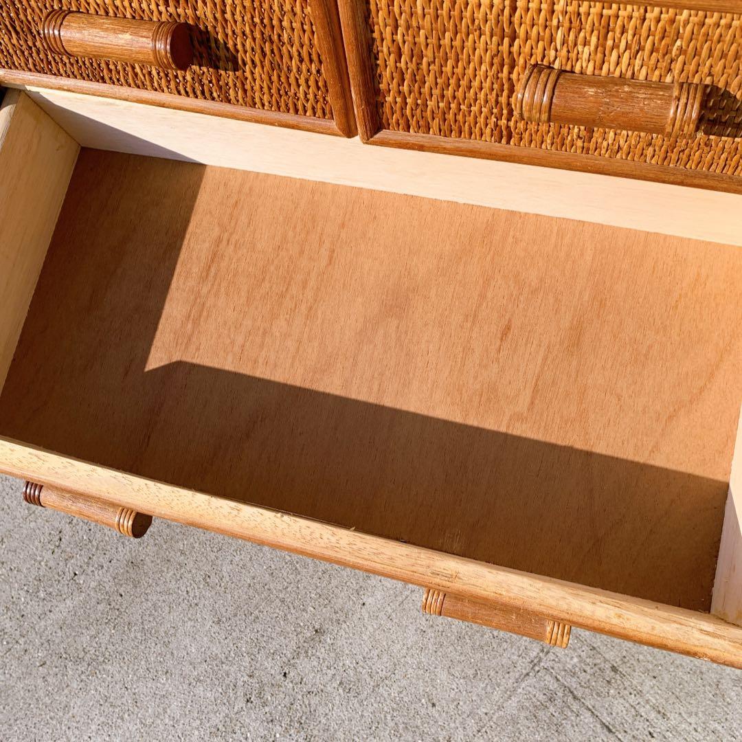 ラタン10杯チェスト 昭和レトロ エスニック アジアン 籐家具 ラタン 古民具