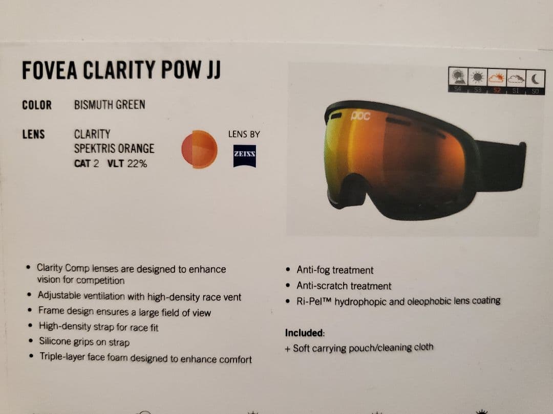 ポック Fovea クラリティ POW JJ スキーゴーグル ビスマスグリーン