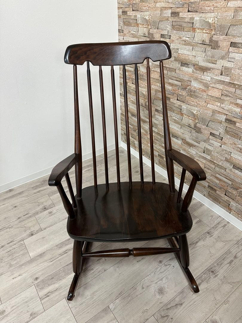 木製 ロッキングチェア ダークブラウン