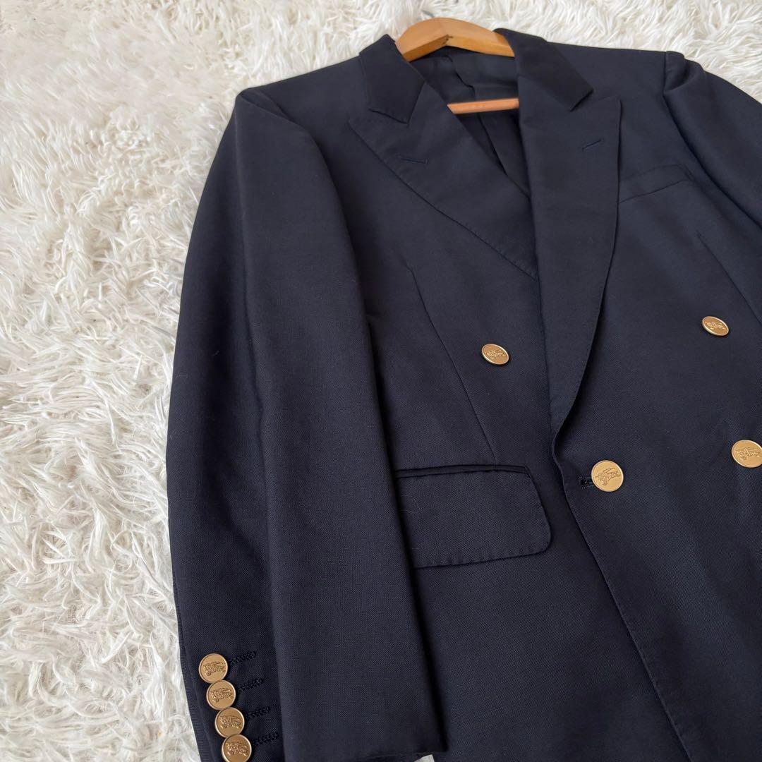 美品✨バーバリー 金ボタン 紺ブレ モヘア ダブルブレスト スーツ ネイビー M
