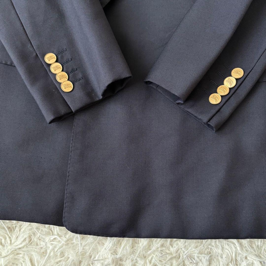 美品✨バーバリー 金ボタン 紺ブレ モヘア ダブルブレスト スーツ ネイビー M