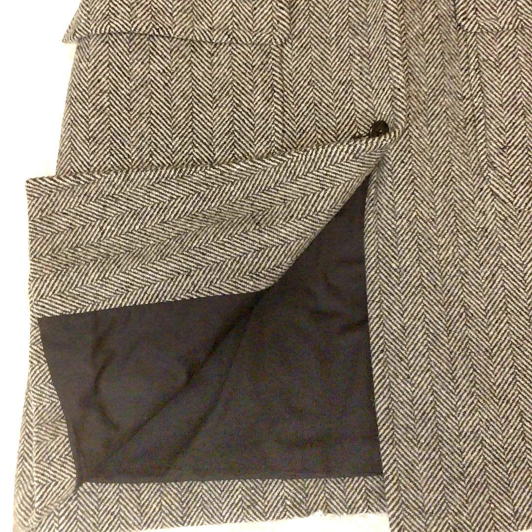 マーガレットハウエル ツイード ヘリンボーン ロングコート ブラック×ベージュ